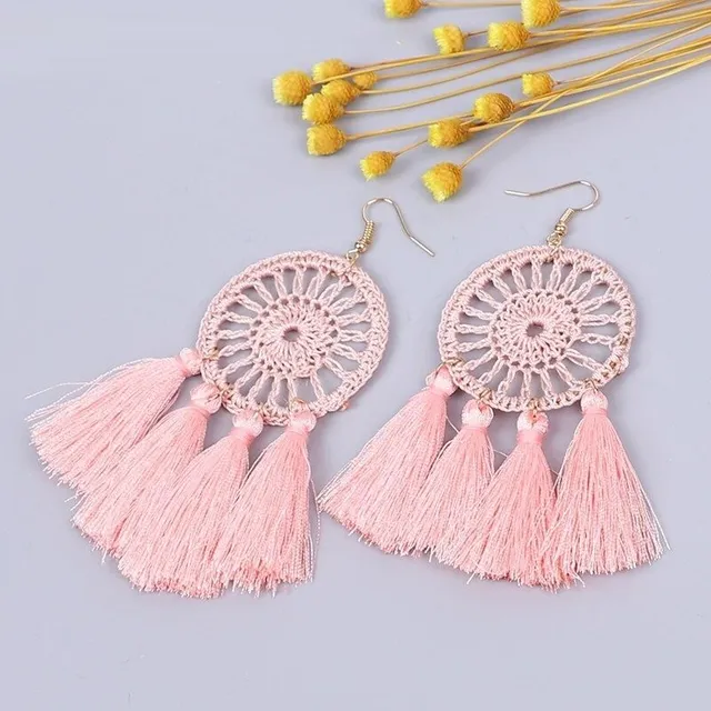 Women's hanger earrings with tassel G580