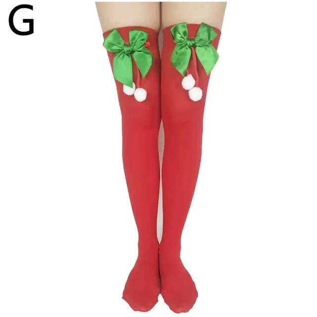 Women's Christmas striped stockings with bow