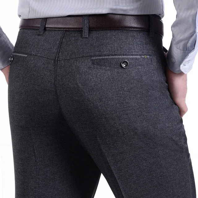 Men's elegant high-waisted formal trousers