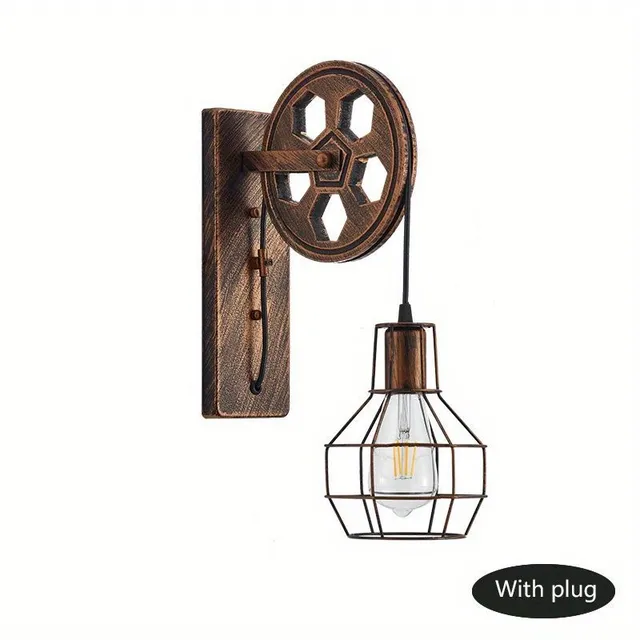 Vintage Priemyselná nástenná lampa - Rustická nočná lampa