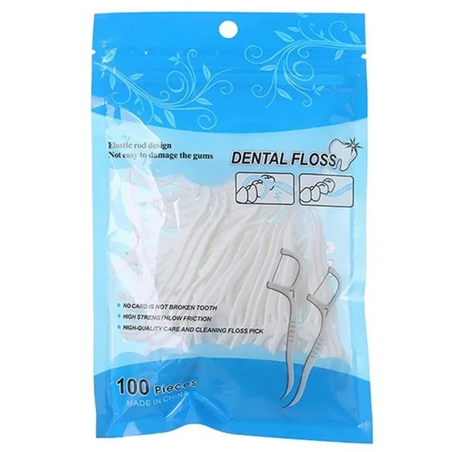 Dental toothpicks with thread 100 pcs