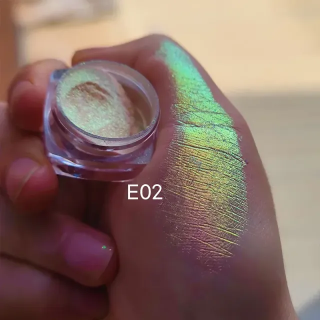 Luxurious metallic eye shadows - changing color when changing angle of light, several color variants