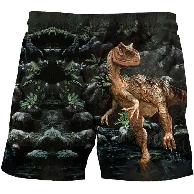 Krótki strój plażowy z dinozaurami