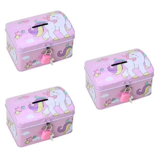 Cute treasure box in pink and unicorn motif