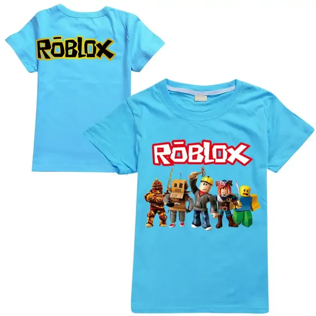 Stylové dětské jednobarevné tričko s krátkým rukávem a potiskem postav ze hry ROBLOX