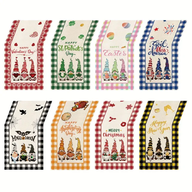 8 Pieces Dice Tablecloths Gnomes, Valentine's Day St. Patrick's Easter 4. July Halloween Thanksgiving Christmas Dice Tablecloths On Statku, Baggins Gnome Home Table Decoration