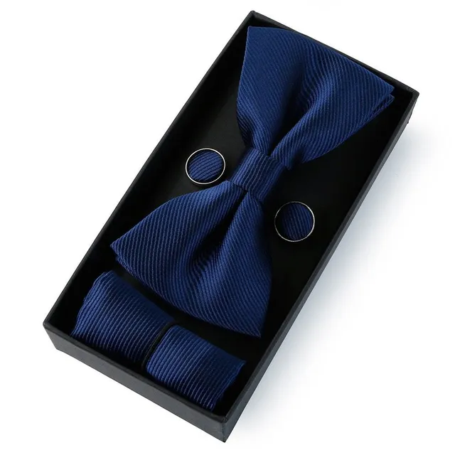 Men's bow tie, handkerchief and cuff links Augustine