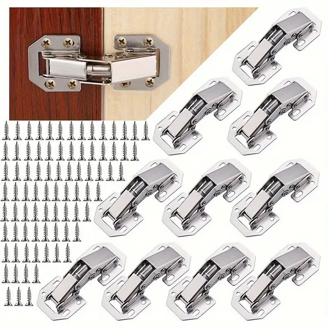 10 pcs hidden hinges for cabinets, top mounting, hidden hinges for kitchen cabinets without frame with screws