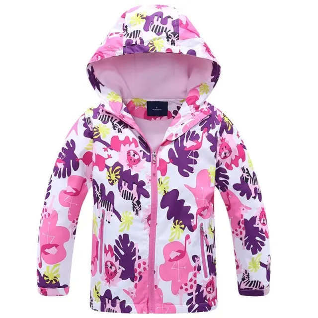 Girls spring floral fleece waterproof jacket