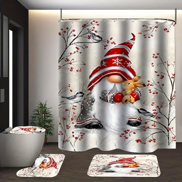 4dílná sada koupelnových doplňků s motivem vánočních skřítků