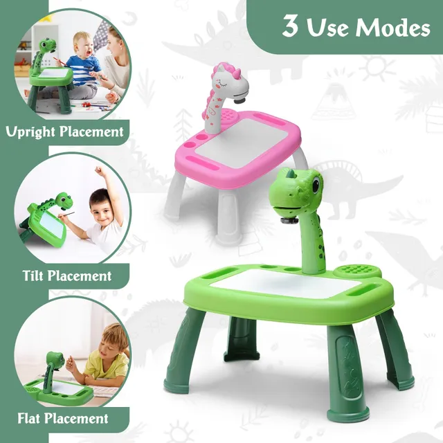 Children's projection drawing table with dinosaurs, lubricating boards, without electricity, educational toys, birthday and Christmas gift for girls and boys