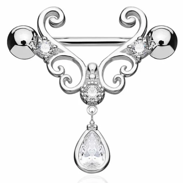 Stylish metal nipple piercing