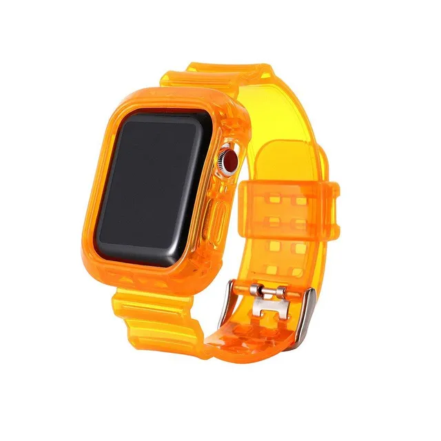 Protective transparent strap with case for Apple Watch