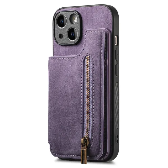 Stylish leather case with zipper pocket for iPhone phones - different colors