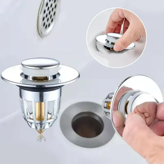 Sifter drain with hair drain and stopper for washbasin in the bathroom