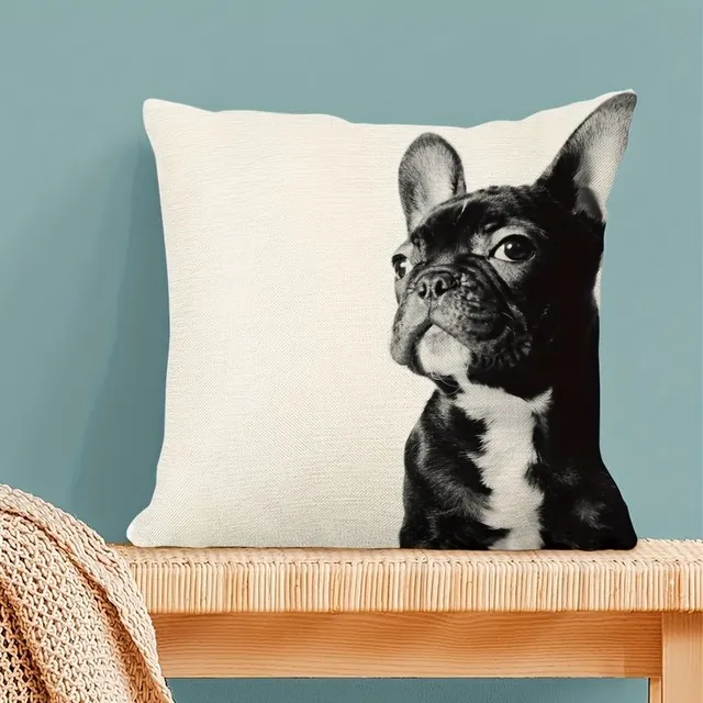 4pc Black and white pillowcase for dogs, pillowcase with digital printing from linen, pillowcase for Nordic simple sofa, no pillow core, to living room bed sofa sofa home decoration, 18" * 18"