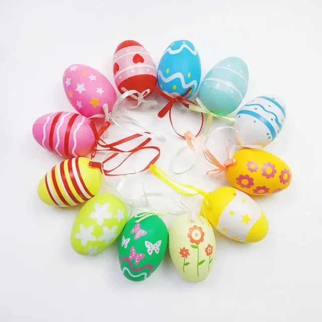 Set of 12 color plastic Easter eggs for hanging