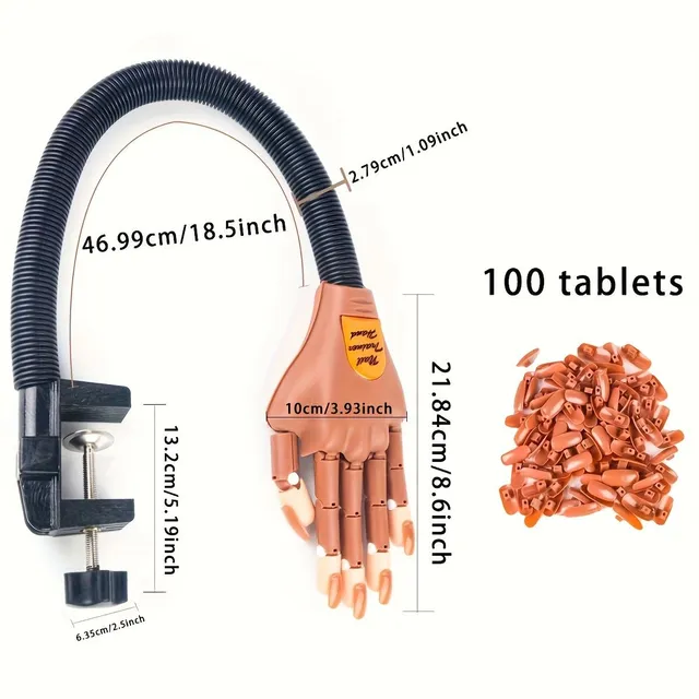 Mânecă pentru antrenamentul unghiilor, mână artificială flexibilă cu 100 de unghii, set pentru manichiură acasă