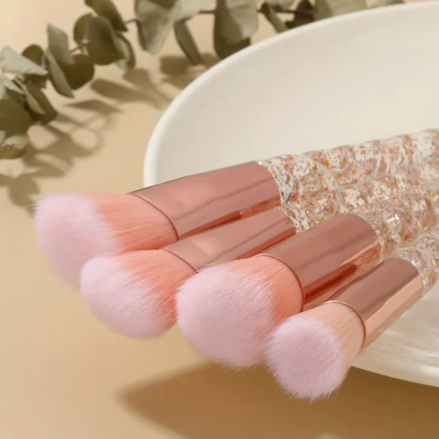 Set of professional cosmetic brushes with crystal unicorn