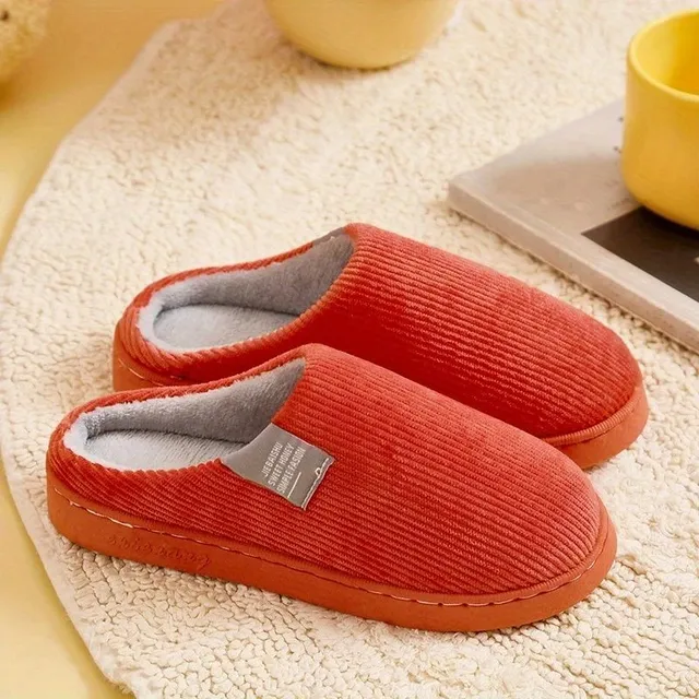 Women's warm slippers with thick soles - plush, non-slip