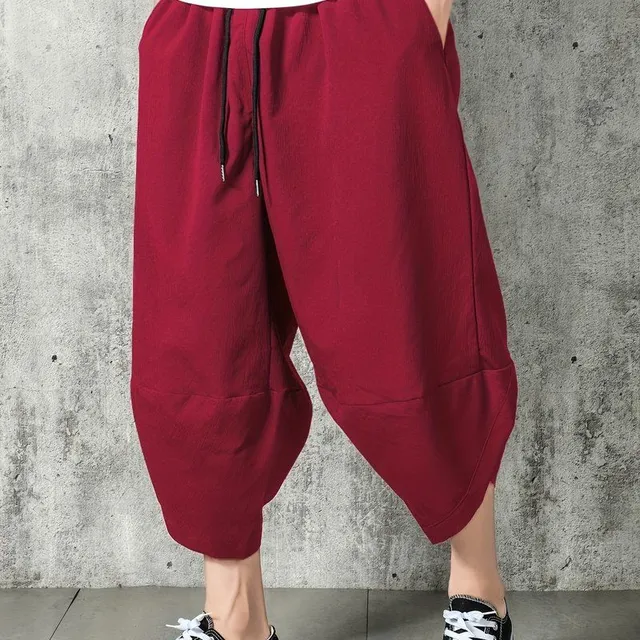 Men's Harem Pants with Control String in Hip Hop Style, Lee, Vintage, Wide Nohavice, shortened, Spring/Summer