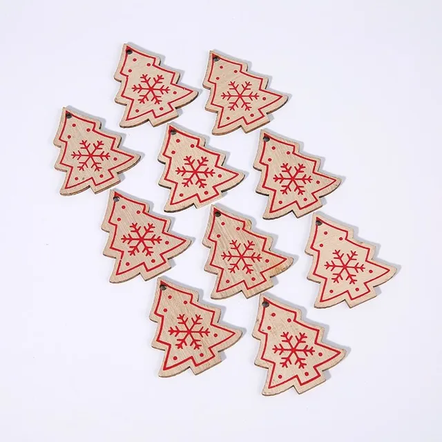 Wooden Christmas decorations - 10 pcs