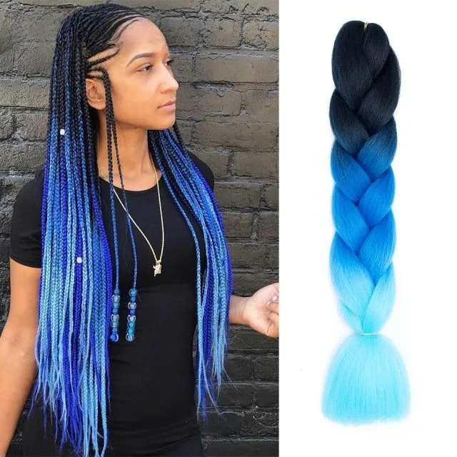 Multicoloured kanekalon hair in braids - multiple colours