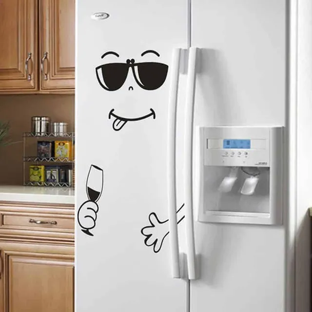 Funny decorative sticker on the refrigerator