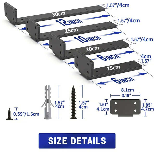 Suport raft Goovilla Regálový, 6 bucăți, Suporturi de rafturi plutitoare Heavy Duty, Suporturi pentru rafturi, Suporturi de perete din metal acoperit cu negru cu grosimea de 1/7 inch