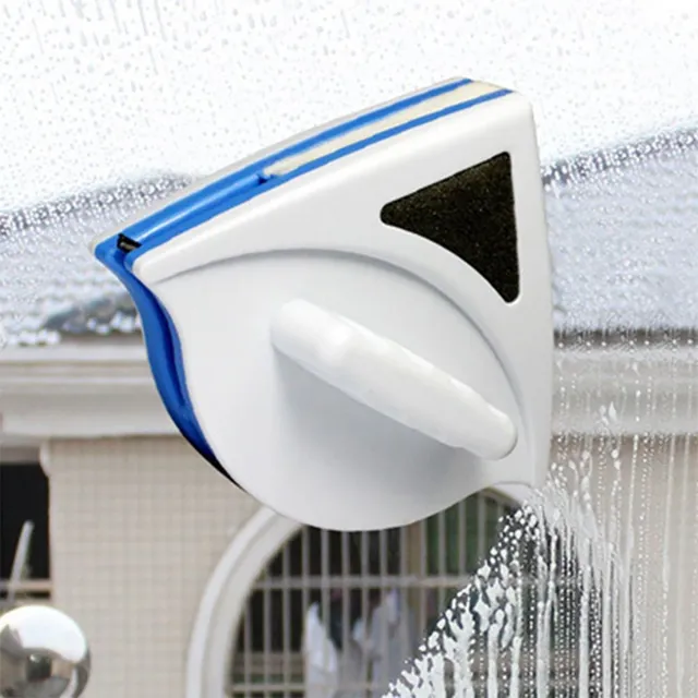 Reversible magnetic window cleaning brush for household