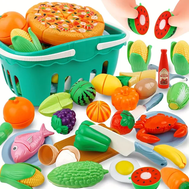 Tăiere cu Veselie: 22 Bucăți de Fructe și Legume de Jucărie