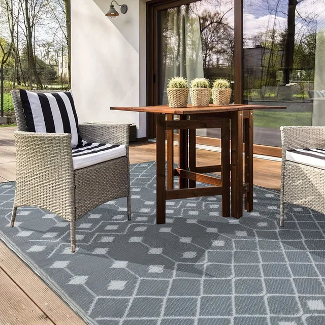 Outdoor double-sided plastic carpet - Water and UV resistant, Ideal for patio, balcony, garden, camping and caravan