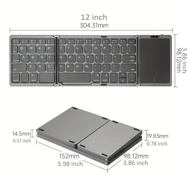 Foldable mini wireless keyboard with touchpad - for Windows, Android, iOS, Mac, tablets and smartphones