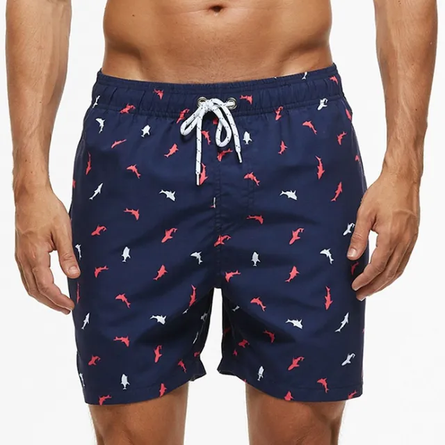 Men's quick-drying swim shorts with mesh lining and print