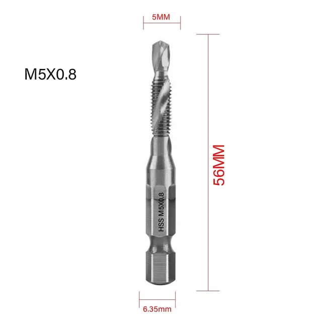 Foret à percussion avec tige hexagonale en titane HSS - Ensemble de tarauds métriques M3 M4 M5 M6 M8 M10 - Outils à main