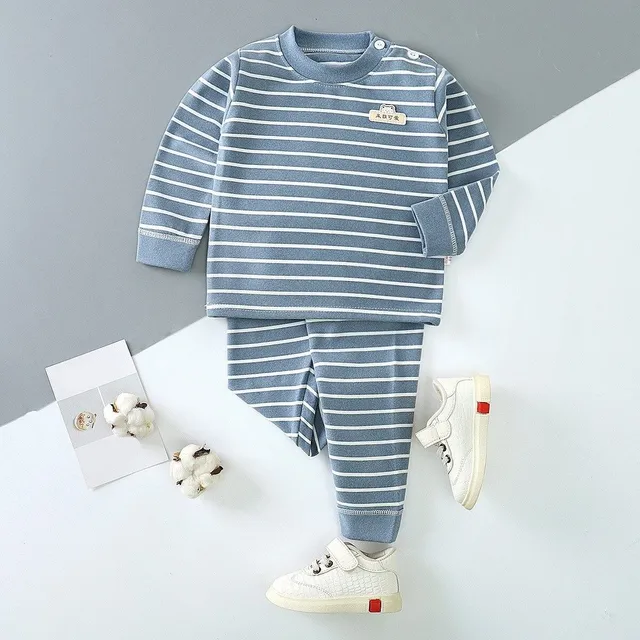 Baby striped sweatpants set dark Maribel modra 5