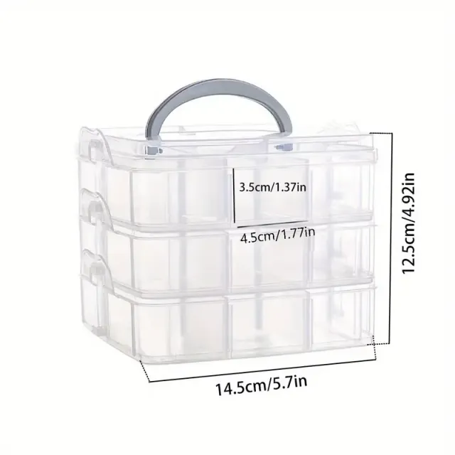 1pc 3-Tier 18-Grid Transparent Adjustable Foldable Plastic Storage Box for Organization Toys, Jewels &amp; Accessories