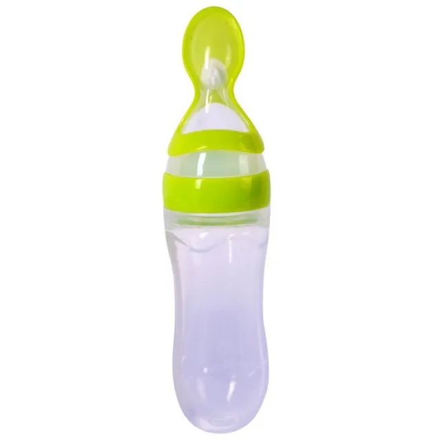 Baby feeding bottle with silicone spoon - dropper