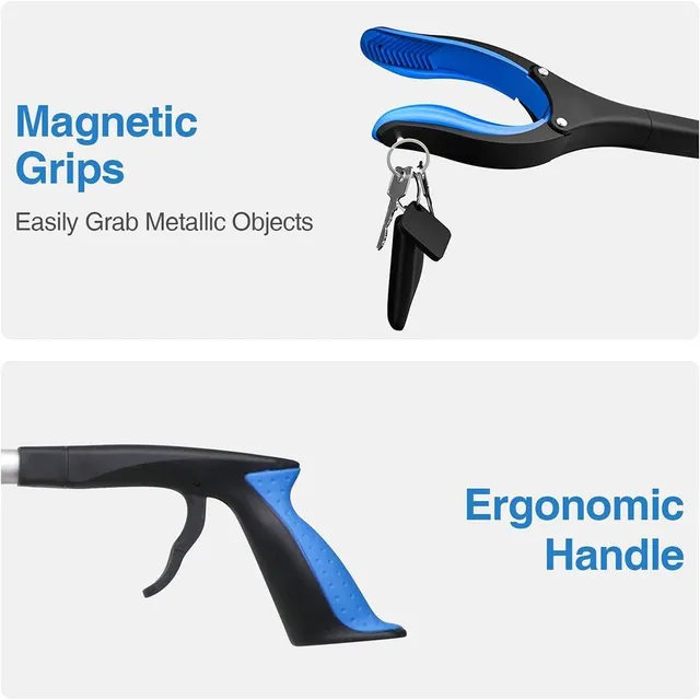 Smart remote grip pliers 81 cm with magnet, light, extra long, foldable, with swivel jaw for collecting garbage, garbage pliers, extension arm