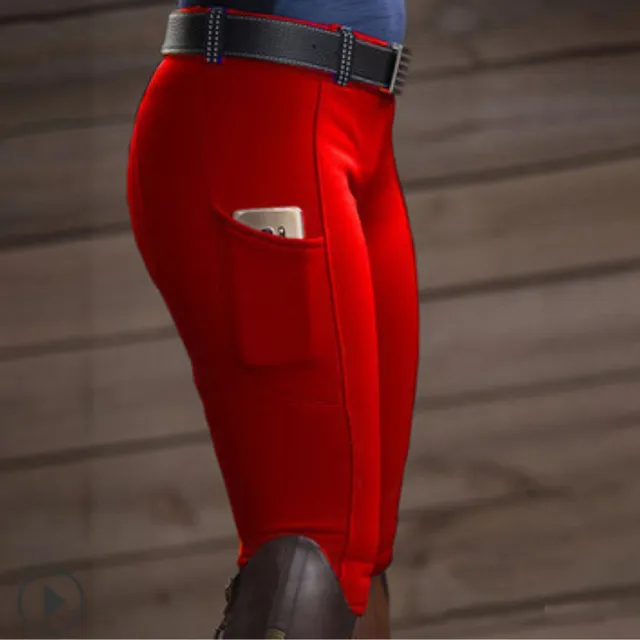 Pantalon d'équitation pour femmes avec taille basse et pochette