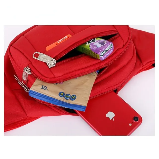 Practical men's monochrome kidney bag with adjustable strap