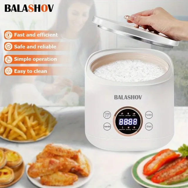 Mini rýžovar BALASHOV 2L s EU zástrčkou, přenosný cestovní rýžovar