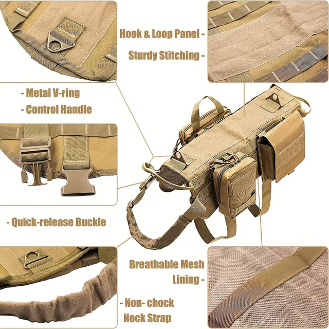 Tactical training harness for dog - robust, adjustable, without pulling