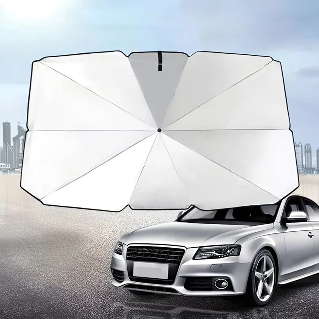 Folding sun visor into an umbrella-shaped car