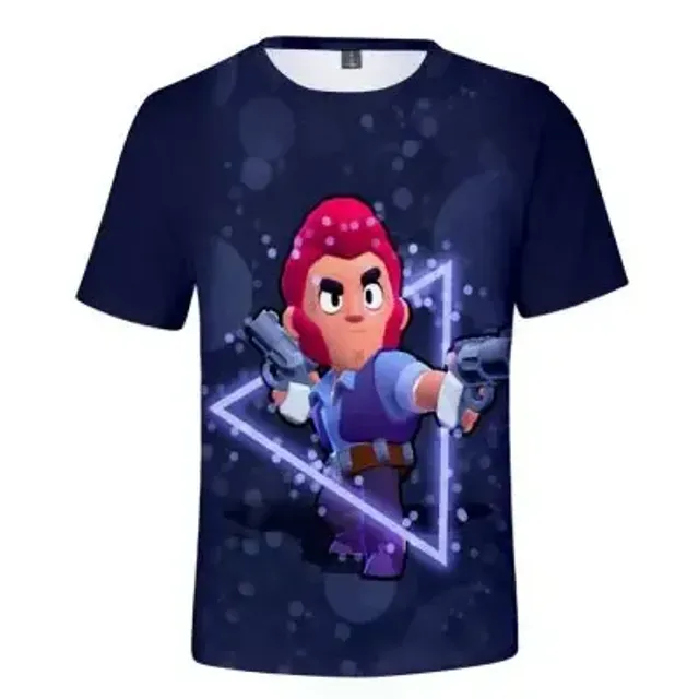 Kids short sleeve shirt with prints of popular Brawl Stars characters