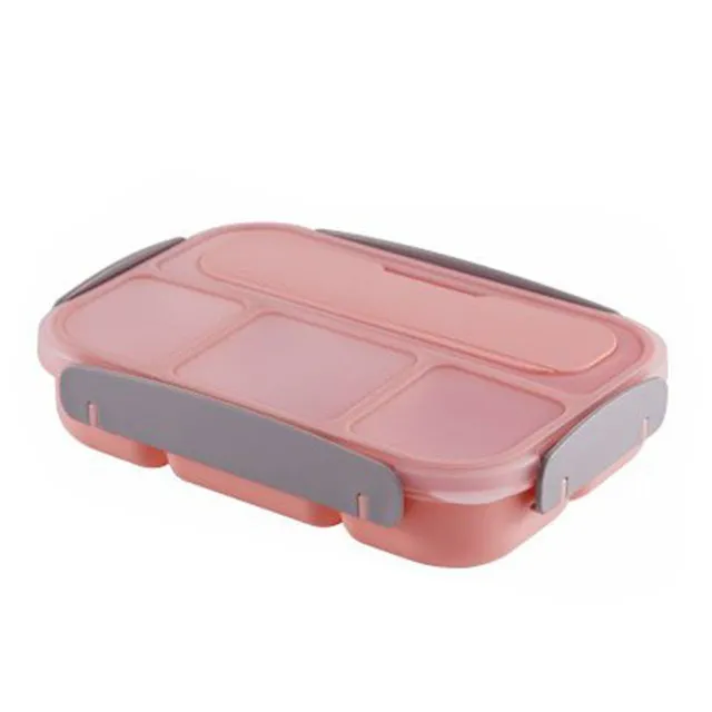 Uzavíratelný svačinový nebo obědový box s plastovou vidličkou