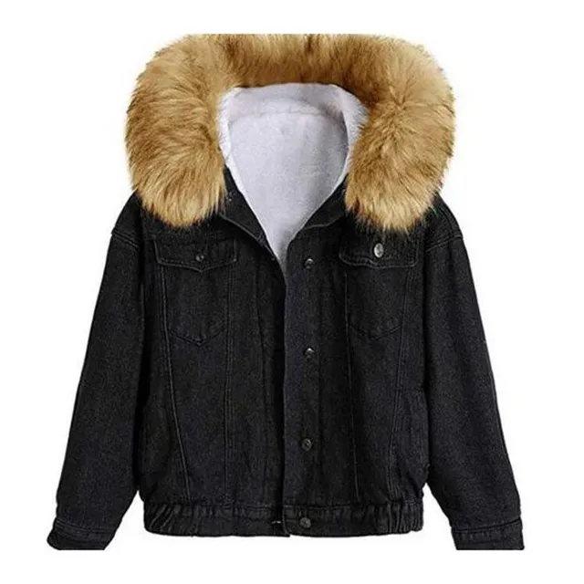 Women's denim jacket with fur