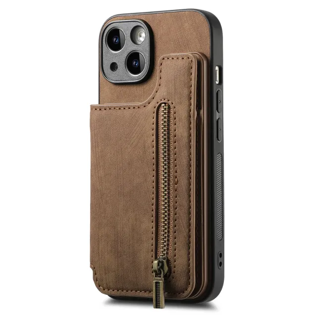 Stylish leather case with zipper pocket for iPhone phones - different colors