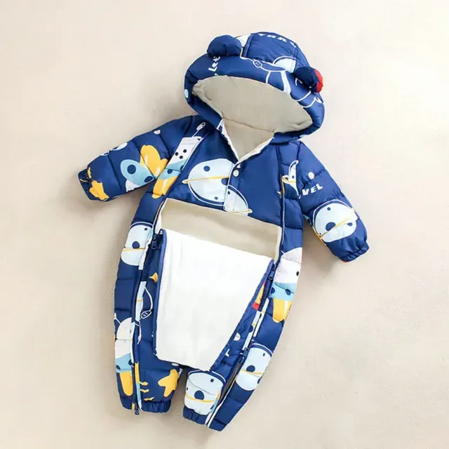 Combinaison automne/hiver pour bébé en coton épais avec capuche et manches longues