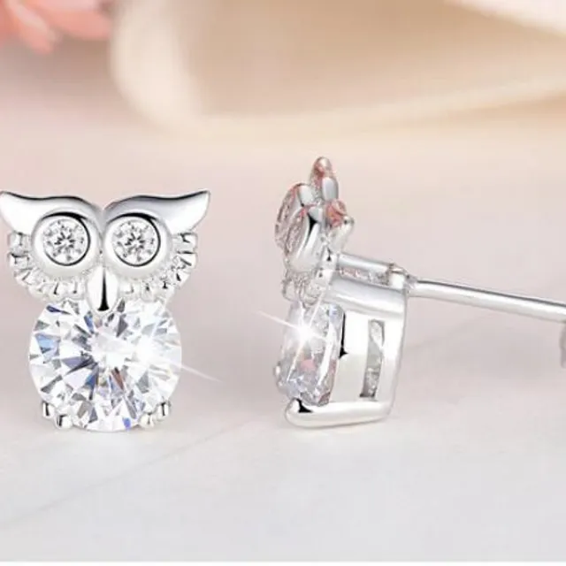 Boucles d'oreilles originales en argent Hibou